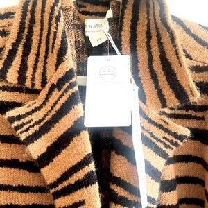 Saltwater Luxe Women's Tiger-Stripe Open Cardigan - Camel/Black